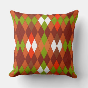 Mehrfarbige geometrische Rhomben-Muster Retro Kissen