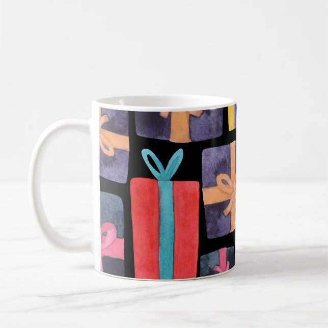 Mehrfarbige Geschenke Aquarell Nahtlos Kaffeetasse (Links)