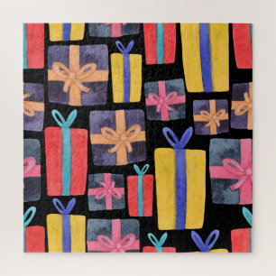 Mehrfarbige Geschenke Aquarell Nahtlos Puzzle