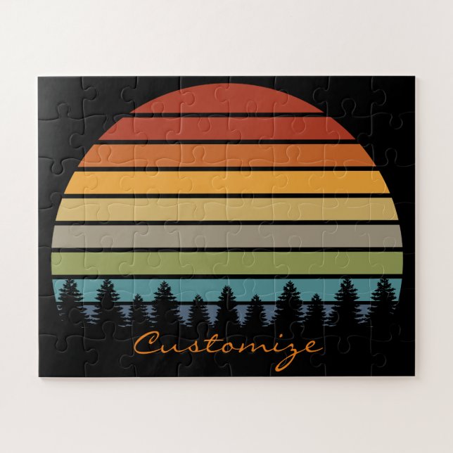 Mehrfarbige gestreifte Sonne mit Bäumen Thunder_Co Puzzle (Horizontal)