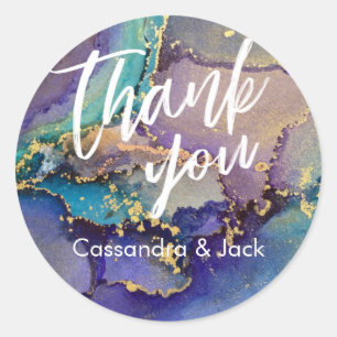 Mehrfarbige Gold Liquid Abstrakt Art Lässig Hand Runder Aufkleber