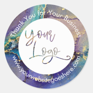 Mehrfarbige Gold Liquid Abstrakt Art Your Logo Runder Aufkleber