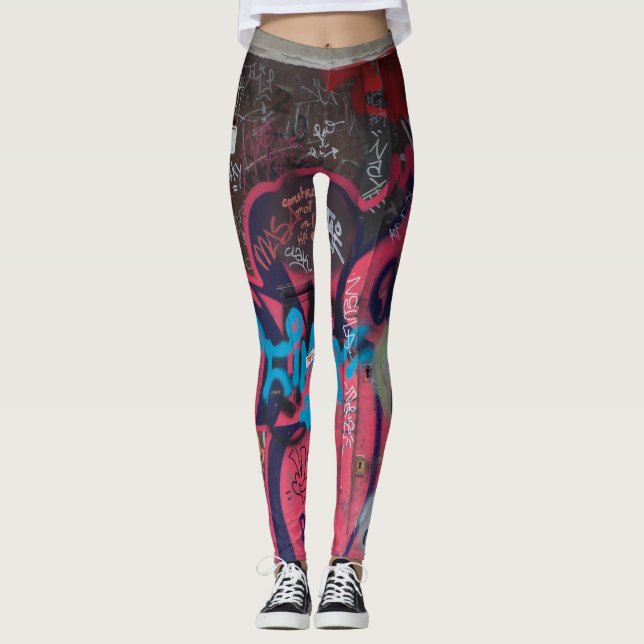 Mehrfarbige Graffiti-Leggings Leggings (Vorderseite)