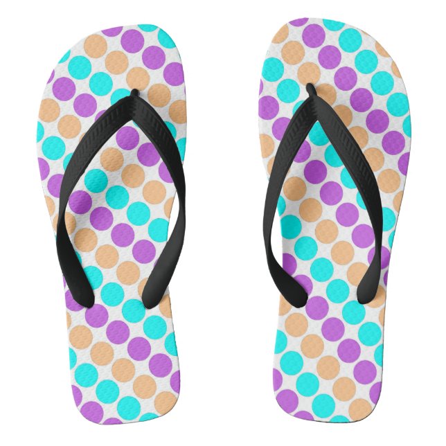 Mehrfarbige große Polka-Punkte Retro-60er Flip Flops (Fußbett)
