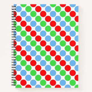 Mehrfarbige große Polka-Punkte Retro-60er Notizbuch