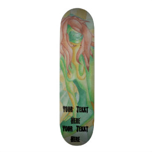 mehrfarbige grüne aufwerfendame der abstrakten skateboard