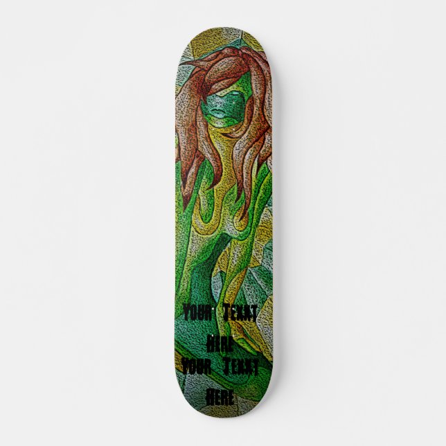 mehrfarbige grüne aufwerfendame der abstrakten skateboard (Vorne)