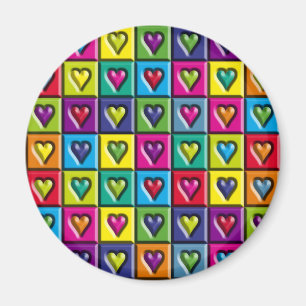Mehrfarbige Herzen Magnet