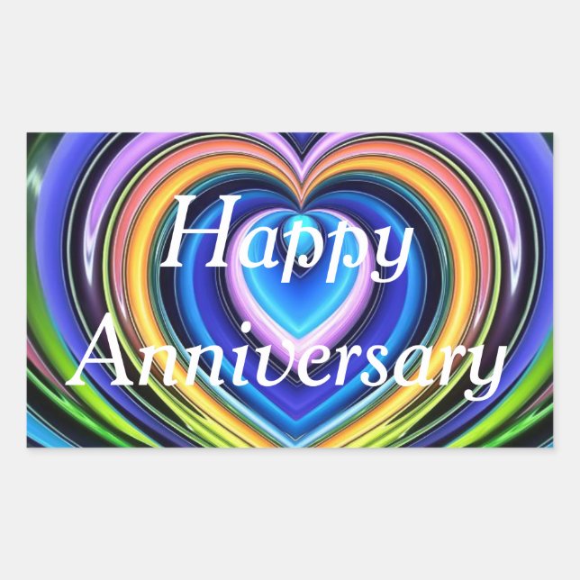 mehrfarbige Herzen Rechteckiger Aufkleber (Vorderseite)