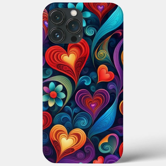 mehrfarbige Herzen und Blume Case-Mate iPhone Hülle (Rückseite)