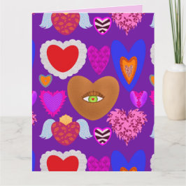 Mehrfarbige Herzen Valentine Karte