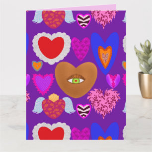 Mehrfarbige Herzen Valentine Karte