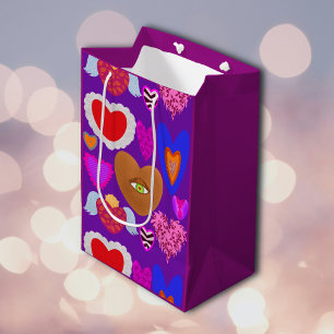 Mehrfarbige Herzen Valentine Mittlere Geschenktüte