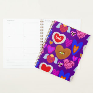 Mehrfarbige Herzen Valentine Planer