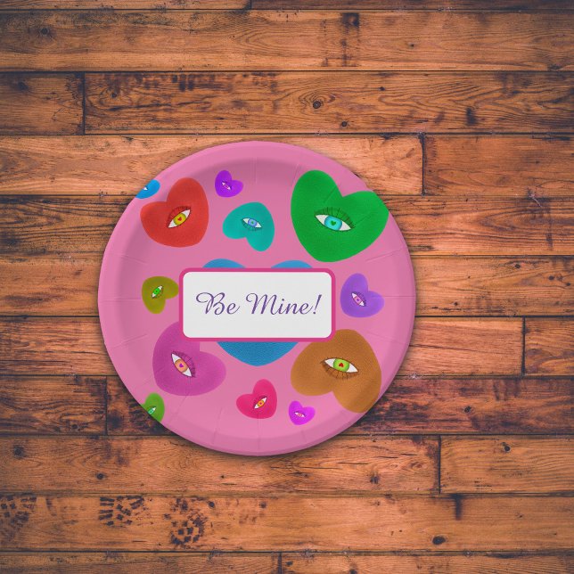 Mehrfarbige Herzklopfe mit Augapfelwangen-Liebe Pappteller (Von Creator hochgeladen)
