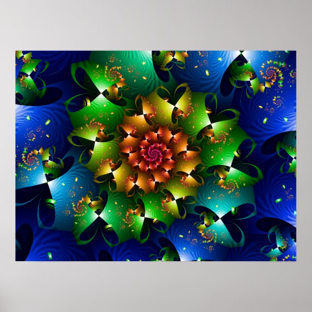 Mehrfarbige Herzspirale Poster (Vorne)