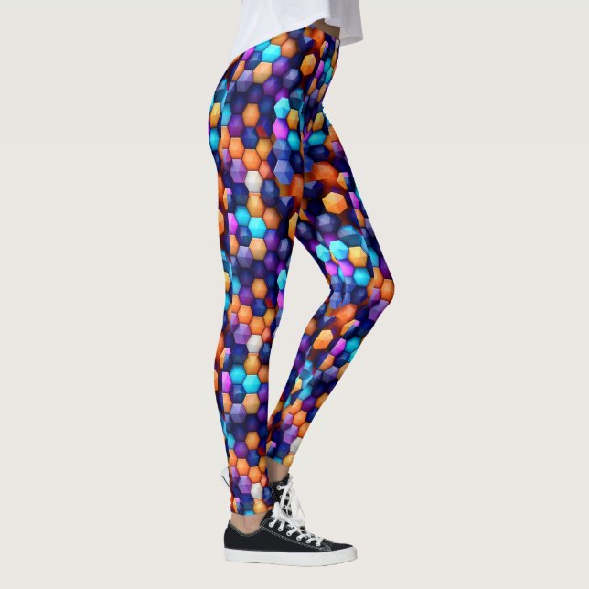 mehrfarbige Hexagons Leggings (Rechts)