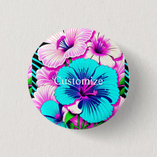Mehrfarbige Hibiskus-Blume Thunder_Cove Button