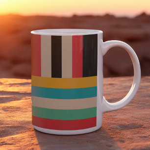 Mehrfarbige horizontale vertikale Streifen Kaffeetasse