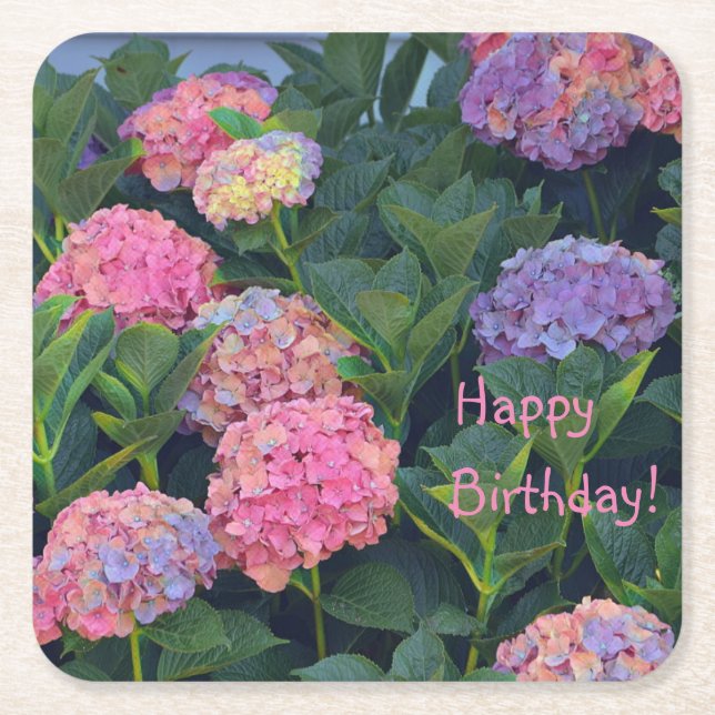 mehrfarbige Hydrangeas Rechteckiger Pappuntersetzer (Vorderseite)