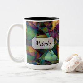mehrfarbige, kaleidoskopische Abstrakte Kunst mit  Zweifarbige Tasse
