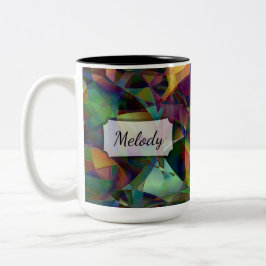 mehrfarbige, kaleidoskopische Abstrakte Kunst mit  Zweifarbige Tasse