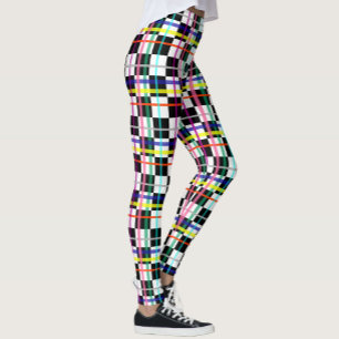 Mehrfarbige Karierte Linien - kariertes Tartan-Des Leggings