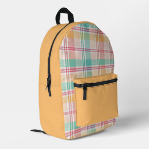 Mehrfarbige Karo-Gingham Bedruckter Rucksack