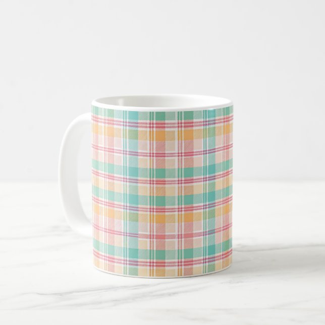 Mehrfarbige Karo-Gingham Kaffeetasse (Vorderseite Links)