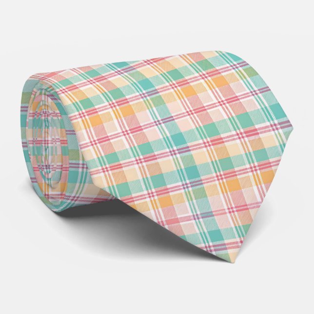 Mehrfarbige Karo-Gingham Krawatte (Gerollt)