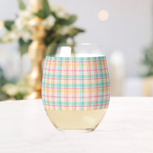 Mehrfarbige Karo-Gingham Weinglas Ohne Stiel
