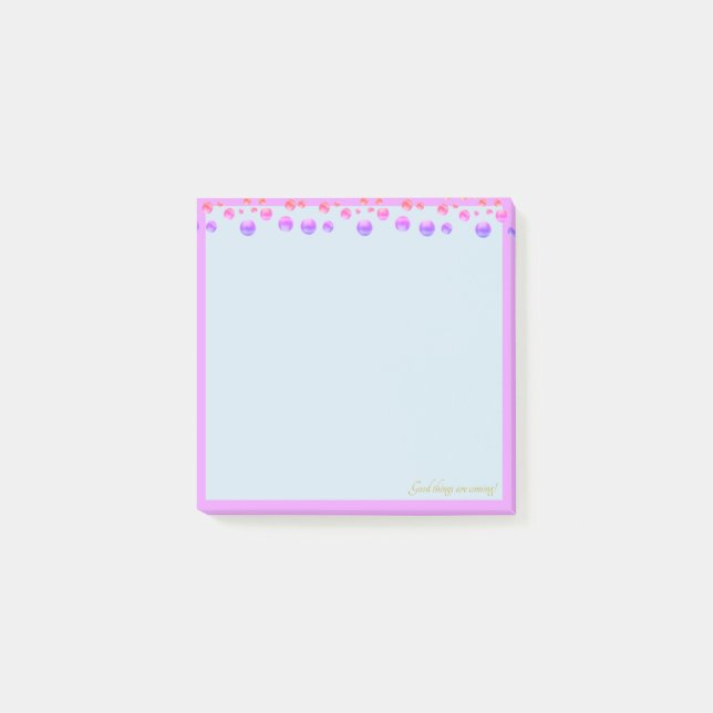 Mehrfarbige Konfetti in hellblau Post-it Klebezettel (Vorderseite)