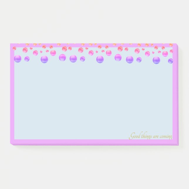 Mehrfarbige Konfetti in hellblau Post-it Klebezettel (Vorderseite)