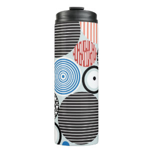 Mehrfarbige Kreise, grafisches Musterdesign. Thermosbecher