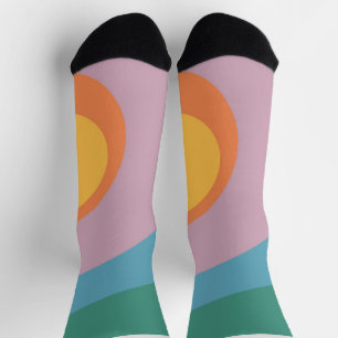 Mehrfarbige Kreise im Retro-Stil Socken