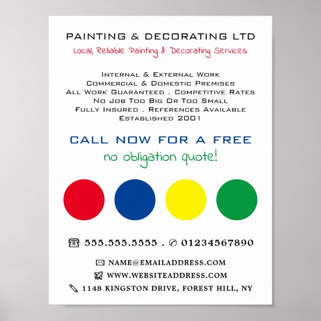 mehrfarbige Kreise, Maler und Dekorator Poster (Vorne)