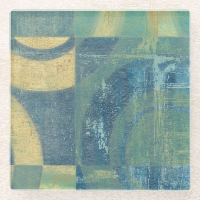 Mehrfarbige Kreise und Panels Glasuntersetzer (Vorderseite)