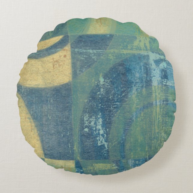 Mehrfarbige Kreise und Panels Rundes Kissen (Vorderseite)