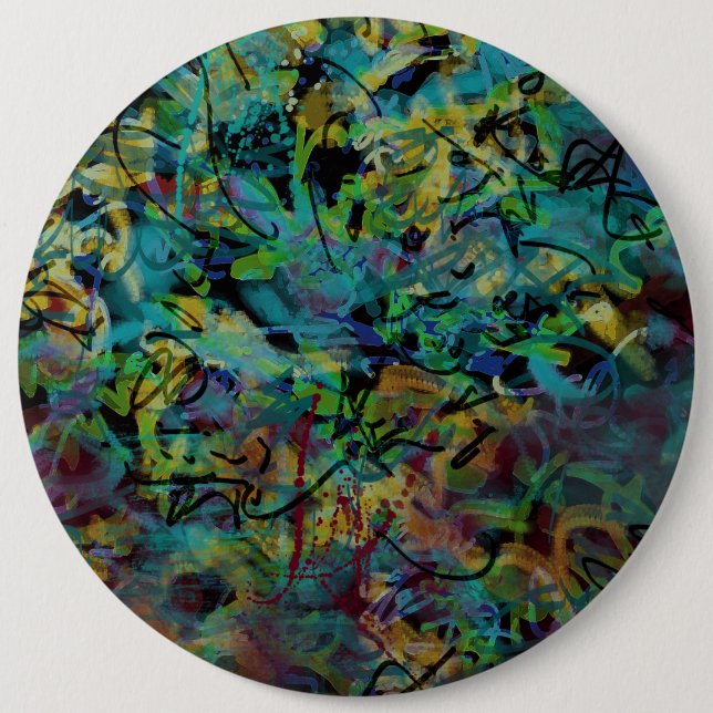 Mehrfarbige Kritzel-Abstrakte Kunst Button (Vorderseite)