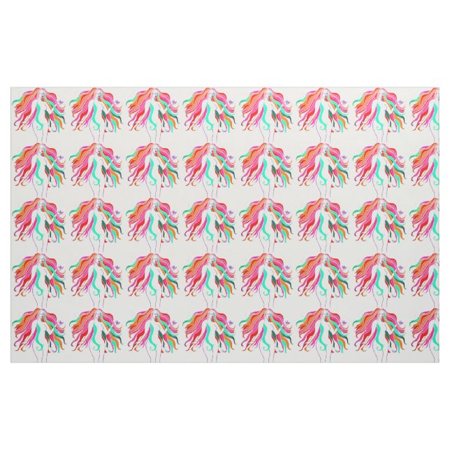 mehrfarbige Langhaargöttin Thunder_Cove Stoff (Fat Quarter (45,7 x 55,9 cm))