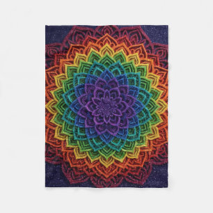 Mehrfarbige lebendige geometrische Mandala-Kunst-F Fleecedecke