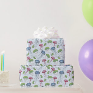 Mehrfarbige leuchtende Quallenmuster Geschenkpapier
