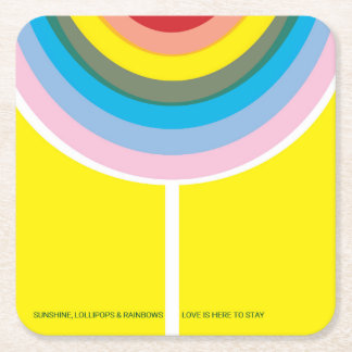 Mehrfarbige "Liebe ist hier, um bleibe" Untersetze Rechteckiger Pappuntersetzer