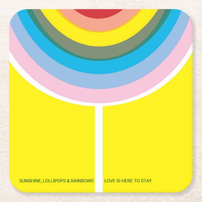 Mehrfarbige "Liebe ist hier, um bleibe" Untersetze Rechteckiger Pappuntersetzer (Vorderseite)