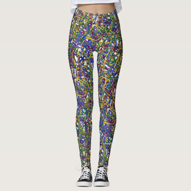 MEHRFARBIGE LINIEN LEGGINGS (Vorderseite)