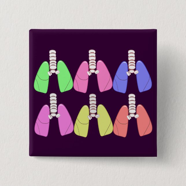 Mehrfarbige Lungen - Atemtherapiedesign Button (Vorderseite)
