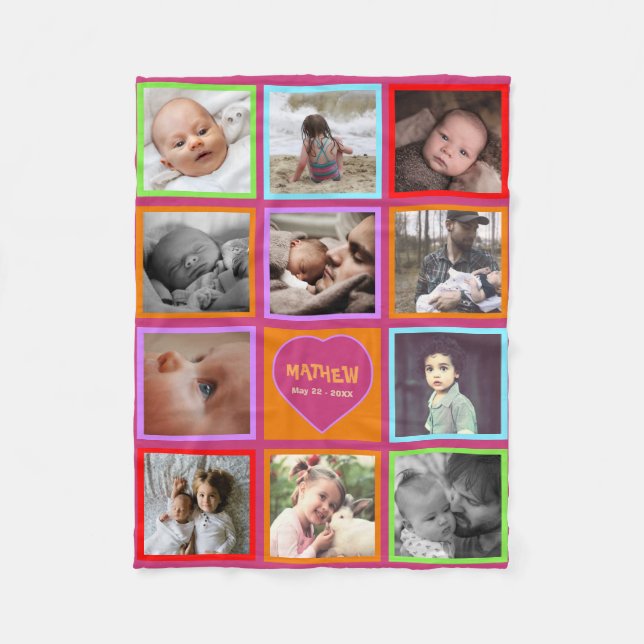 Mehrfarbige lustige Kinder Fleecedecke (Vorderseite)