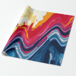 Mehrfarbige Malerei-Zick-Zack-Swirbel-Muster – Küh Geschenkpapier