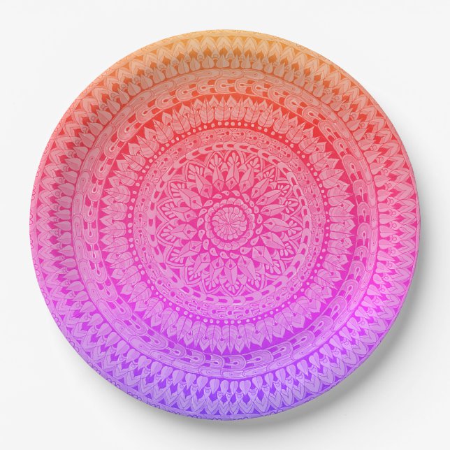 Mehrfarbige Mandala Originalkunst  Pappteller (Vorderseite)