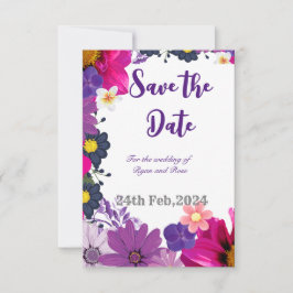 Mehrfarbige minimalistische, blumengeschmückte Sav Save The Date